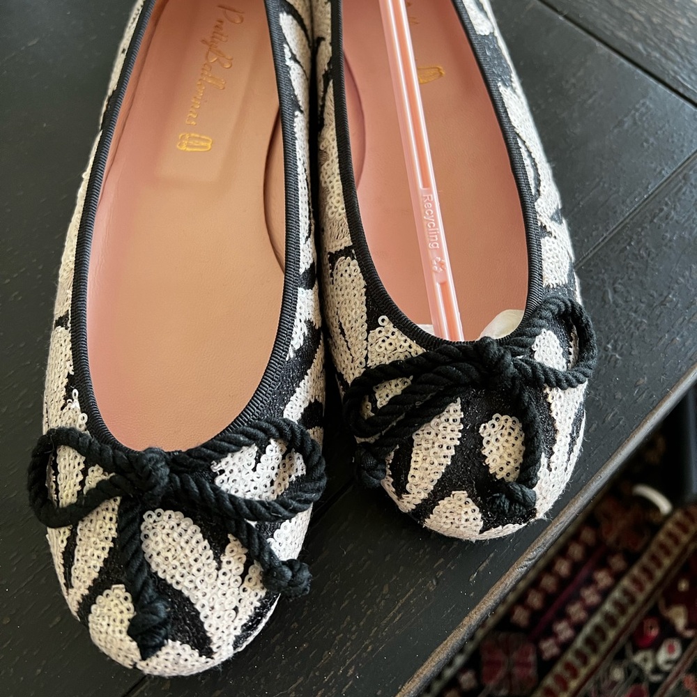 Sequin ballerina flat shoe